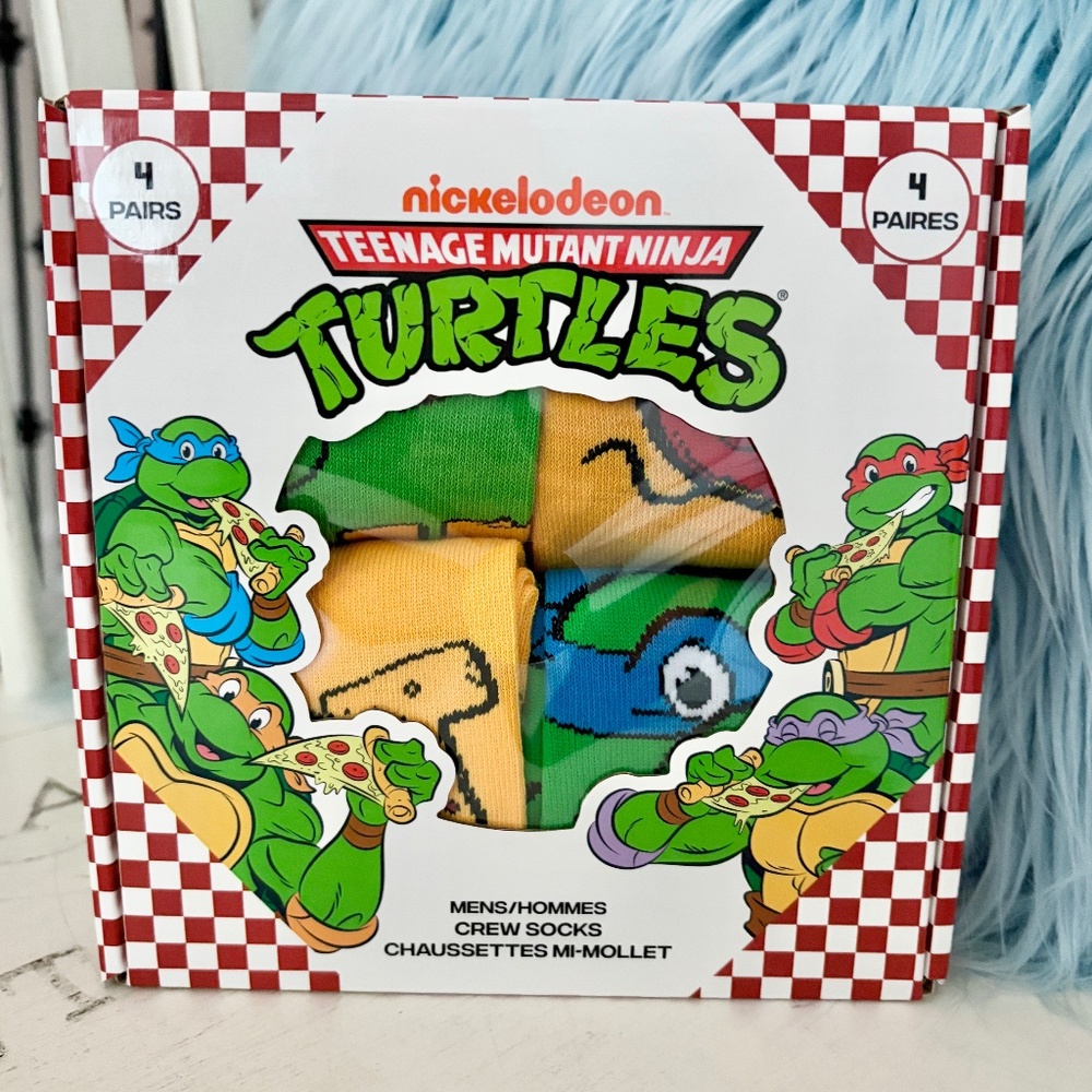 TEENAGE MUTANT NINJA TURTLES, Socks, MENS Crew Socks, TMNT, 4 Pair, Box Set, NEW